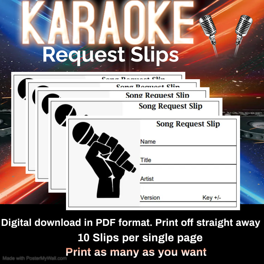 Karaoke Printable Song Request Slips