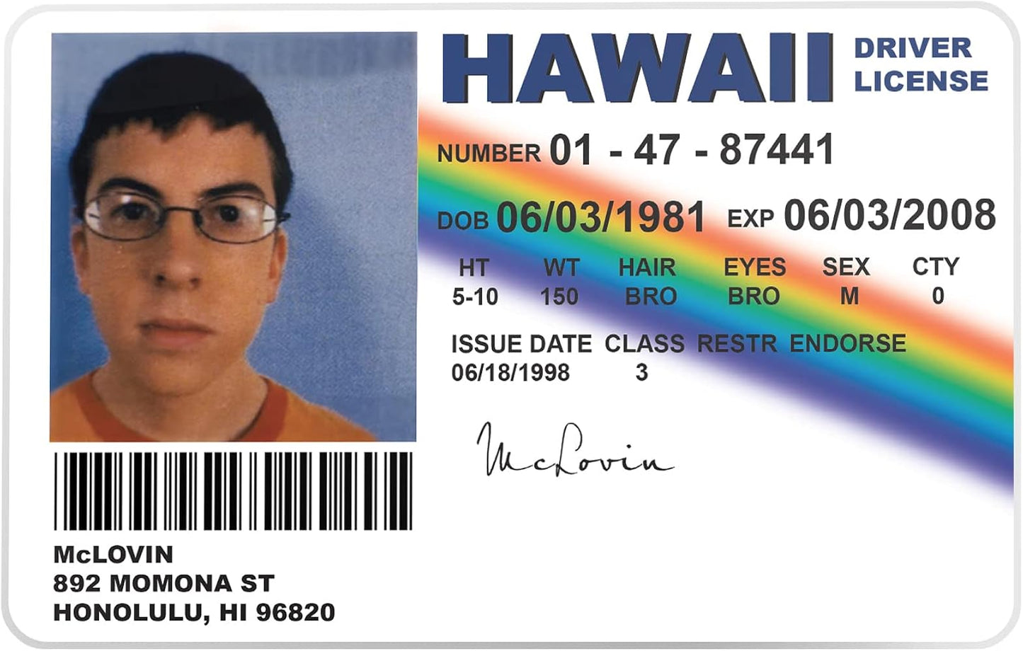 McLovin Drivers Licence